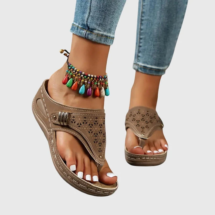 Women's Orthopedic Wedge Sandals in brown