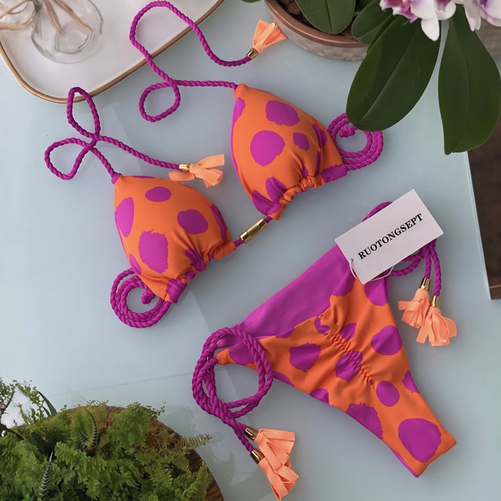 Women's String Bikini in orange spot