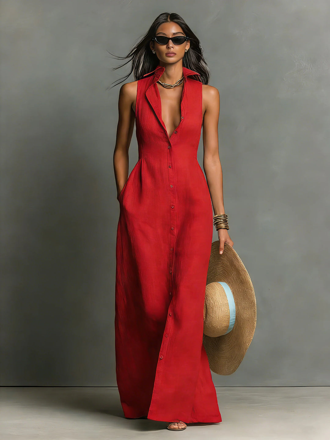 Women's Summer Maxi Dress in red