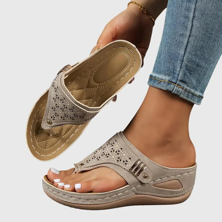 Women's Orthopedic Wedge Sandals in khaki