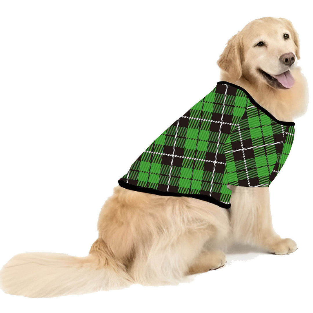 Family Matching Christmas PJs in green tartan dog