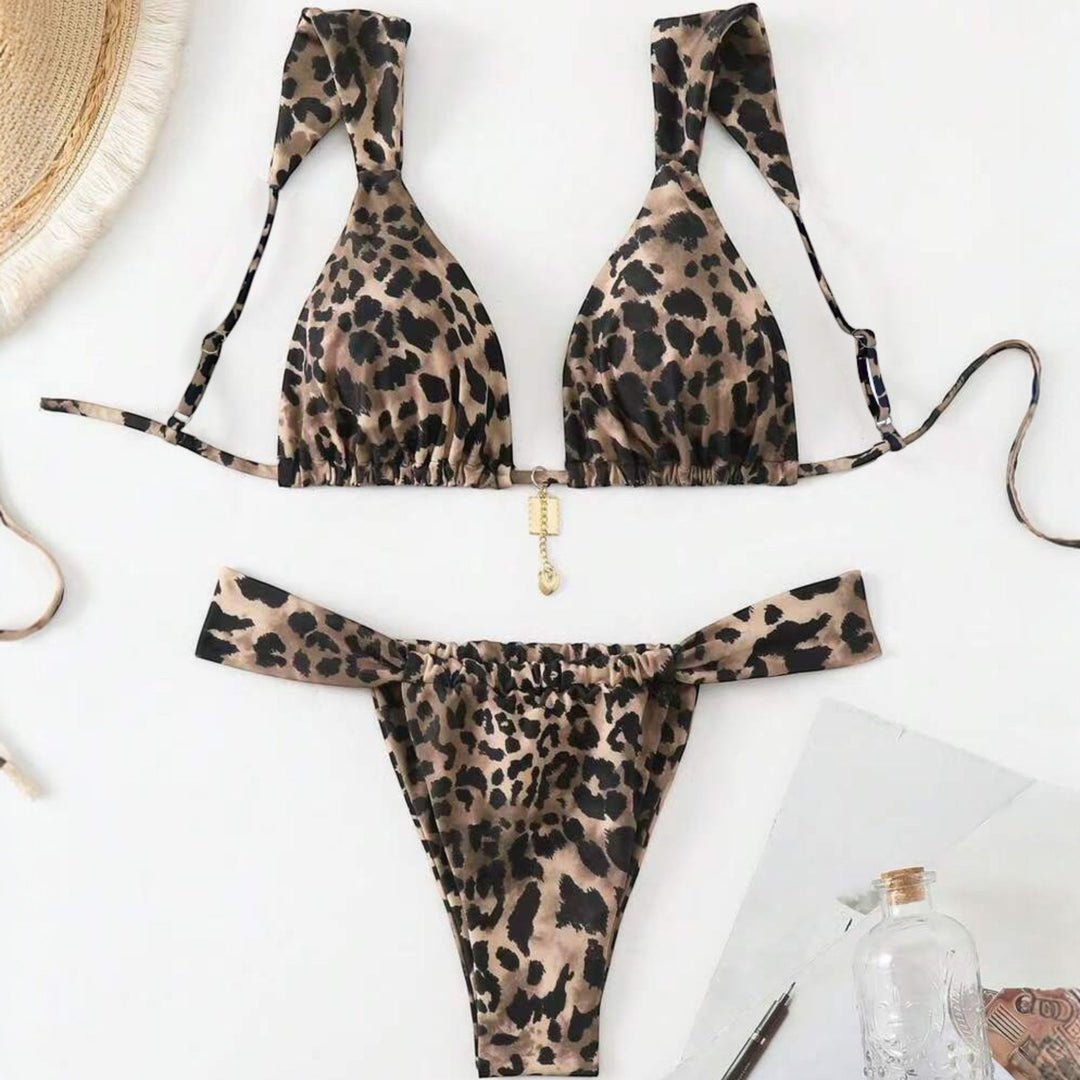 Women's Animal Print Bikini in brown leopard