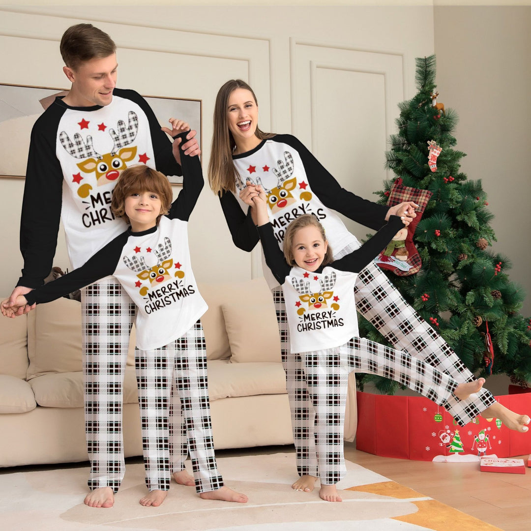 Family Matching Christmas PJs in white check
