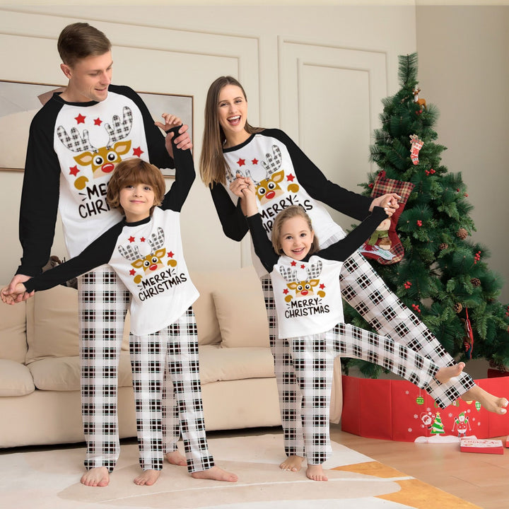 Family Matching Christmas PJs in white check