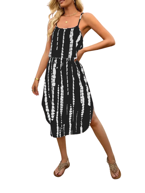 SOFIA™ – Tie Dye Floral Split Thigh Casual Dress