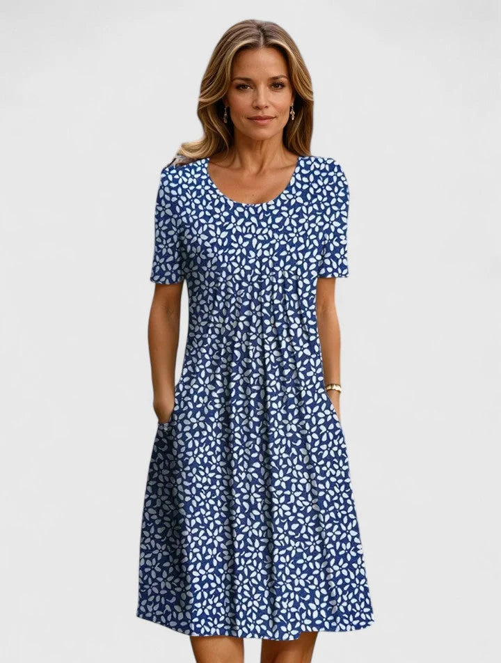 Women's Summer Midi Dress in blue floral