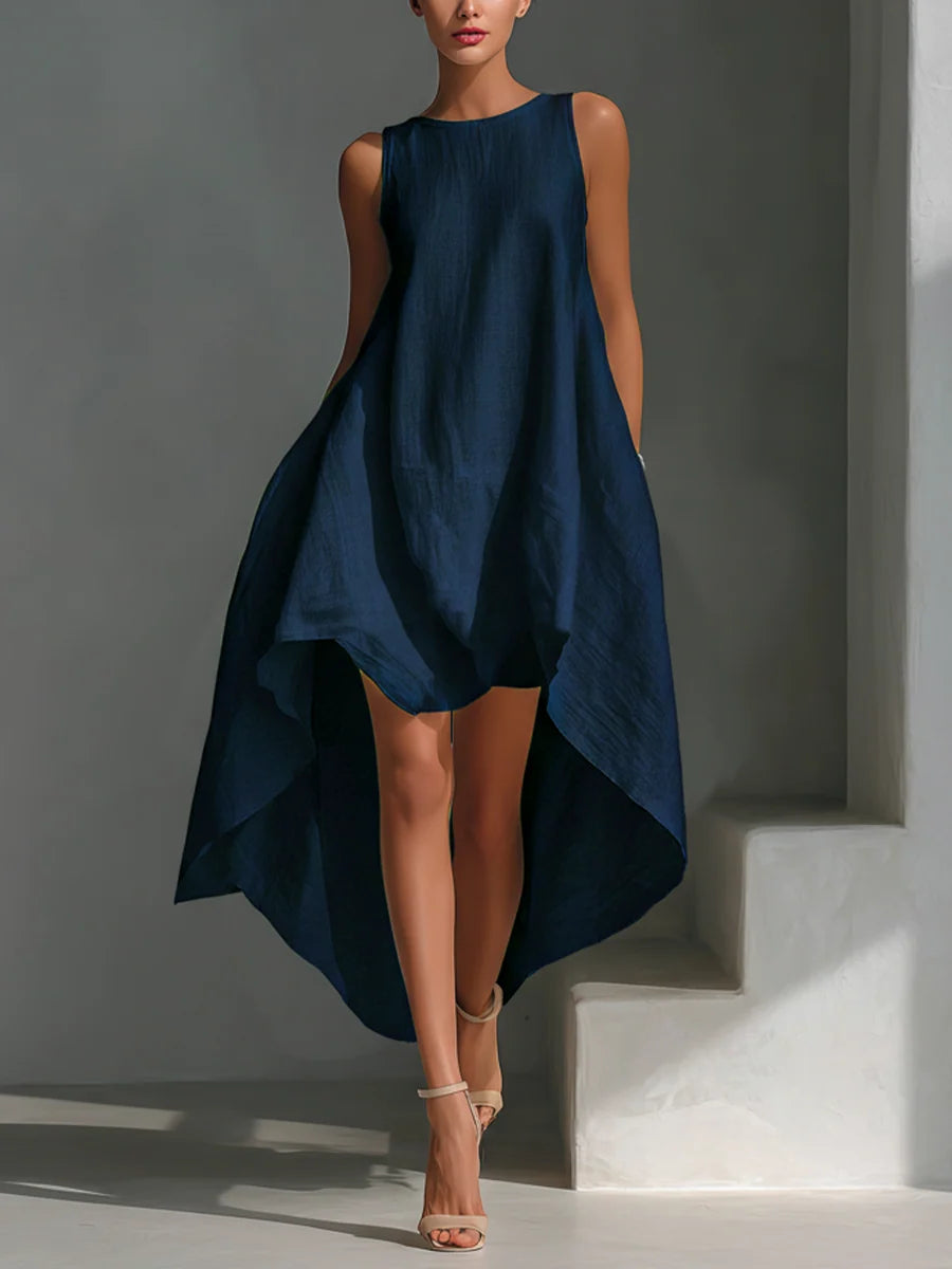 Women's Linen Dress in navy