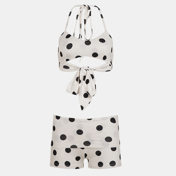 Women's Polka Dot Bikini in cream polka dot