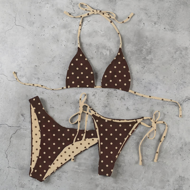 Women's Polka Dot Bikini in coffee
