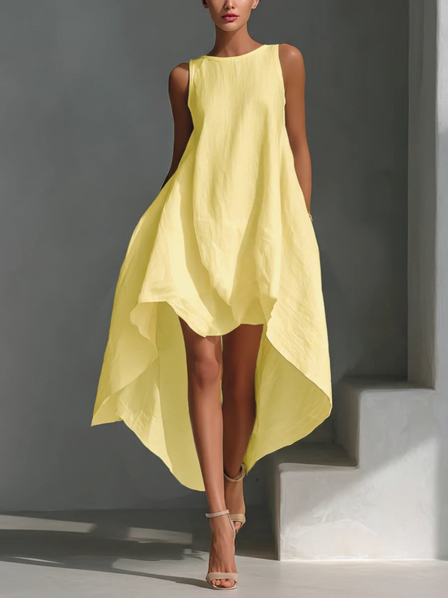 Women's Linen Dress in yellow