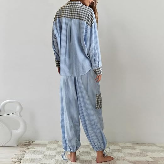 Women's Matching Set in blue striped