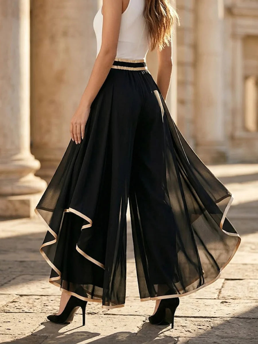 Women's High Waist Wide Leg Pants in black