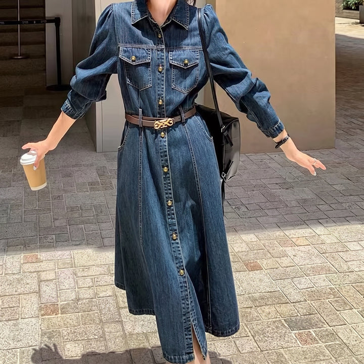 Women's Casual Midi Dress in blue