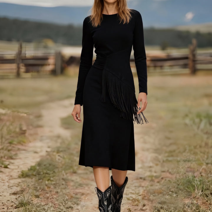 Women's Bodycon Midi Dress in black