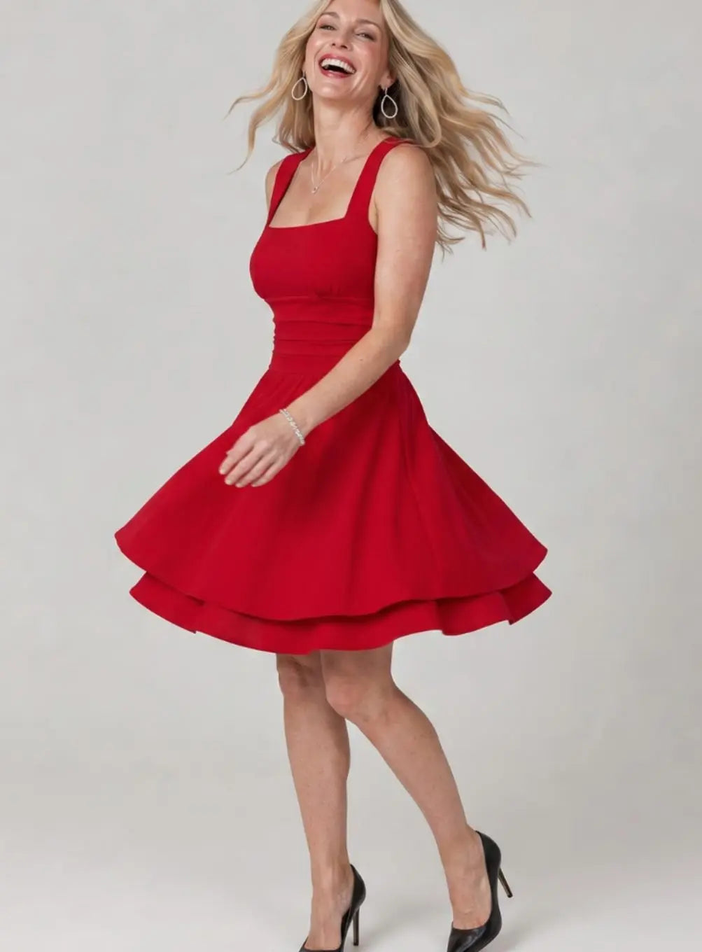 Women's Ruched Mini Dress in red
