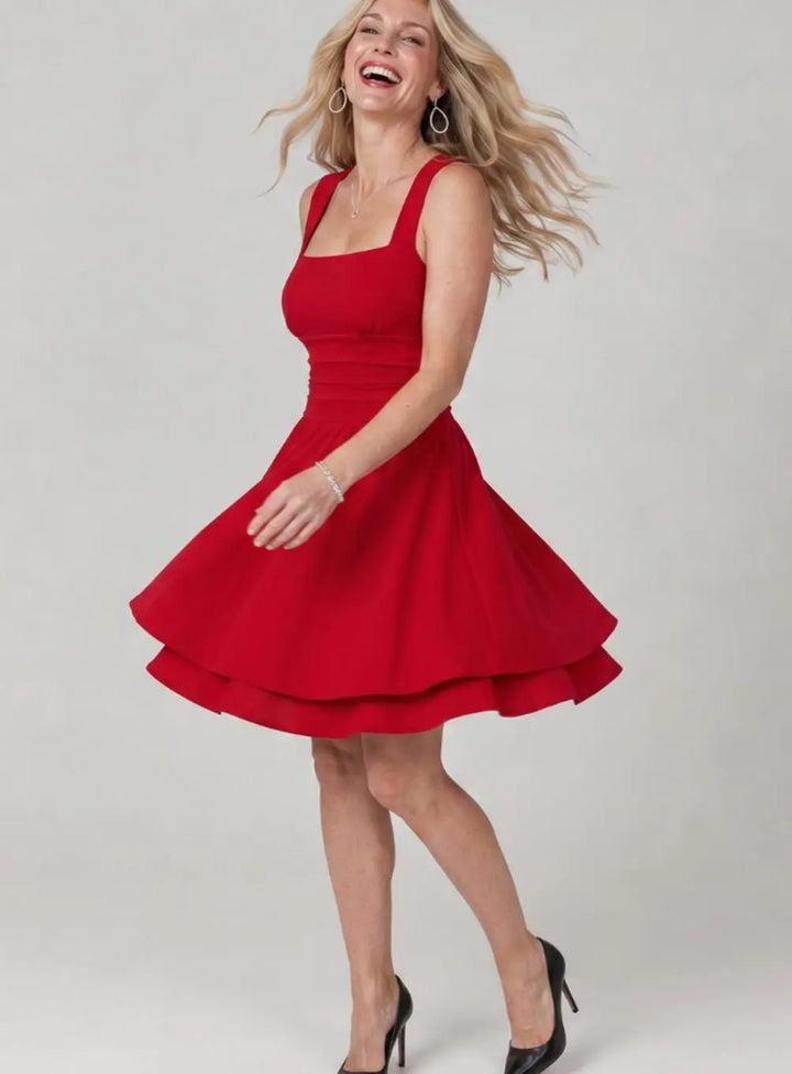 Women's Ruched Mini Dress in red