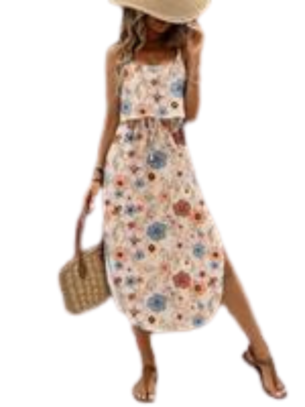 SOFIA™ – Tie Dye Floral Split Thigh Casual Dress