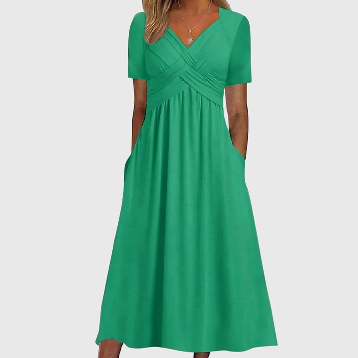 Women's A Line Midi Dress in green