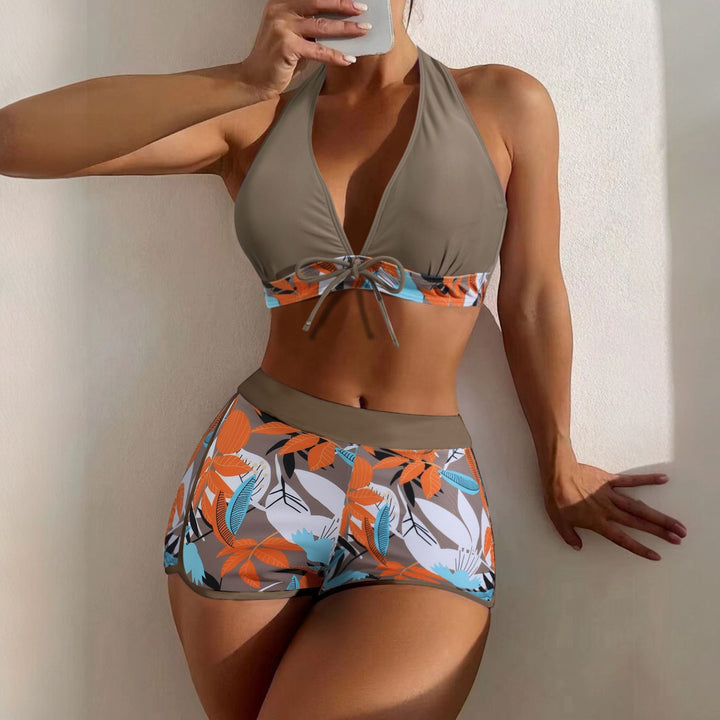 Women's High Waisted Bikini in taupe