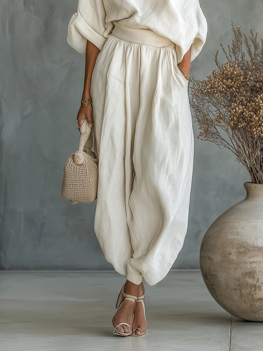 Women's Linen Matching Set in off white
