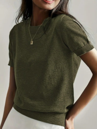 TALLY™ - Casual Short Sleeve Crew Neck Top
