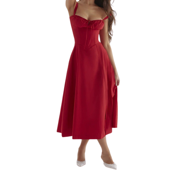 MATILDA™ – Elegant Ruched Corset Midi Dress