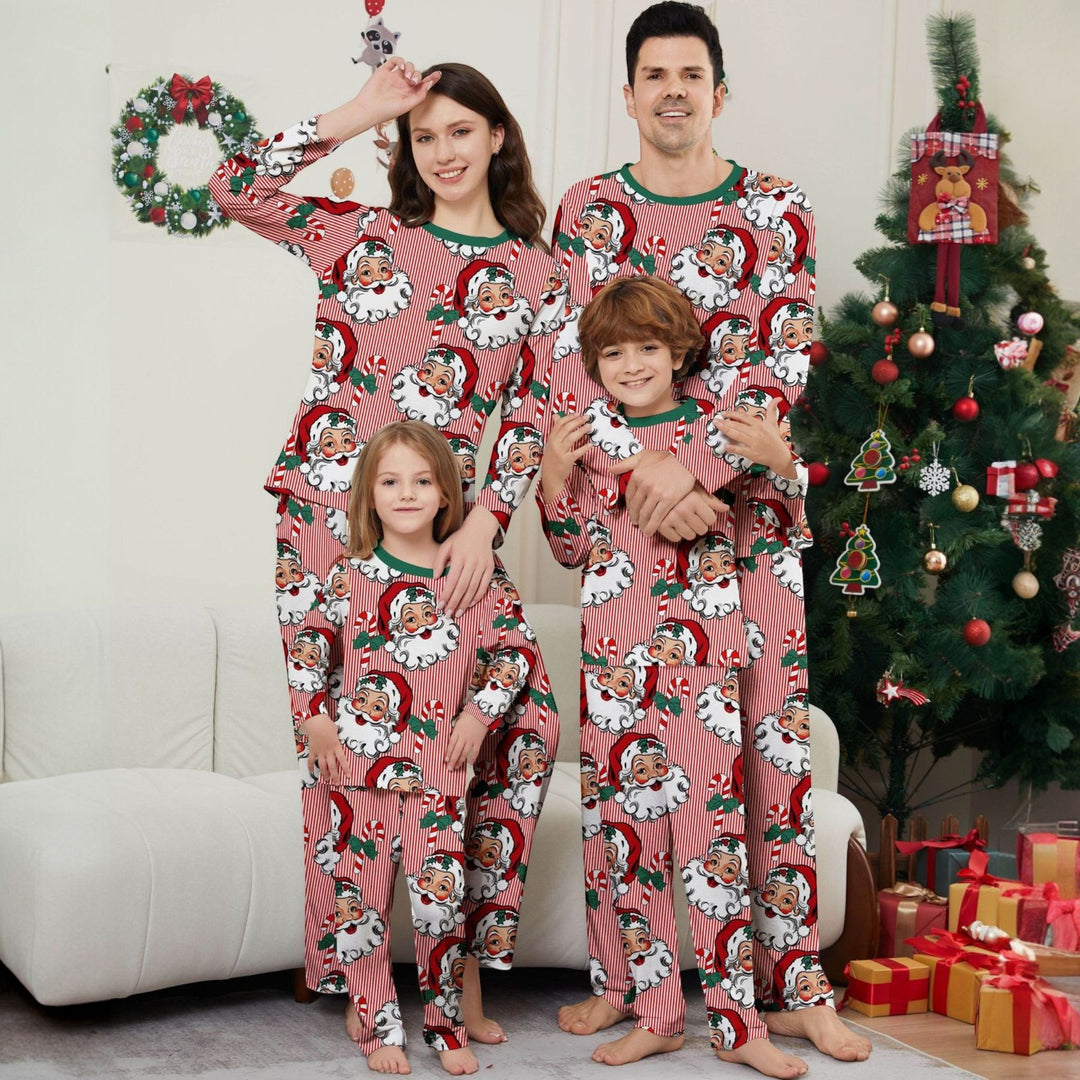 Family Matching Christmas PJs in red print