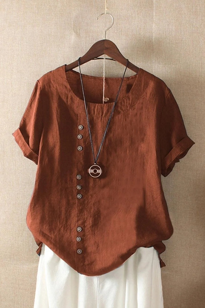 Women's Short Sleeve Blouse in orange