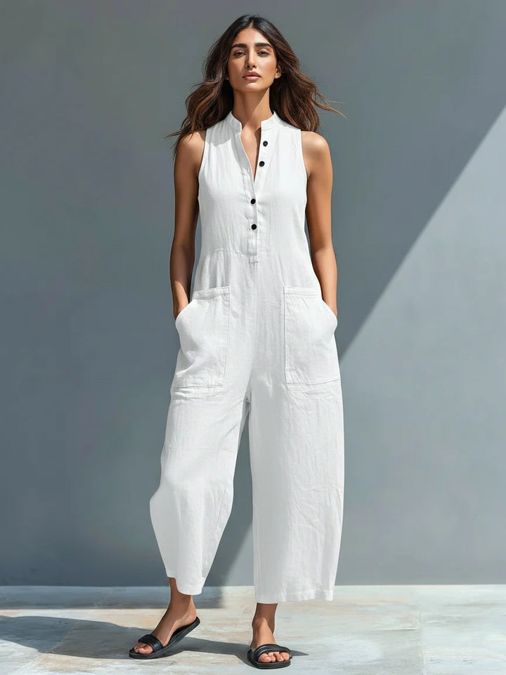 Women's Linen Jumpsuit in white