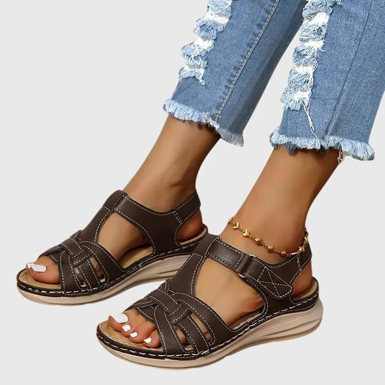Women's Orthopedic Platform Sandals in dark brown