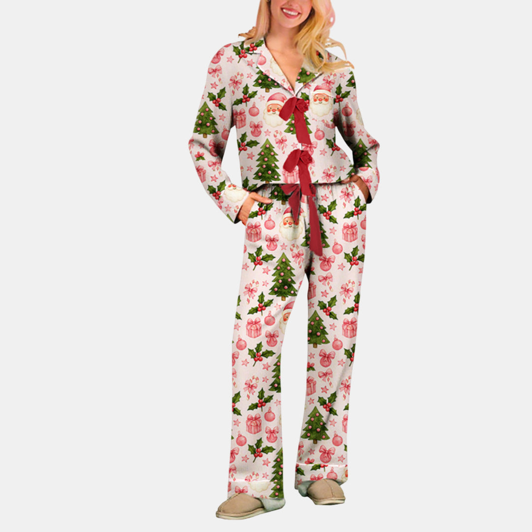 Women's Christmas PJs in white santa