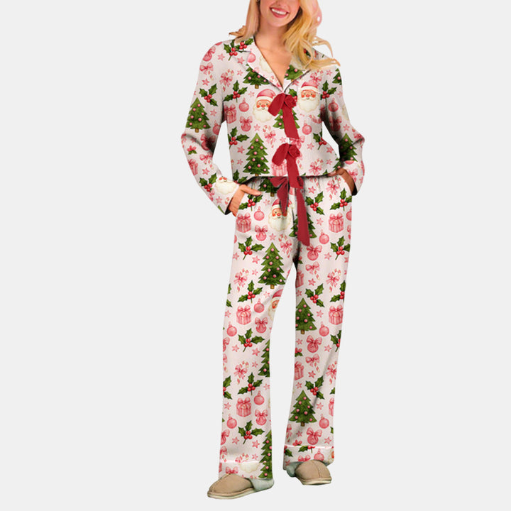 Women's Christmas PJs in white santa