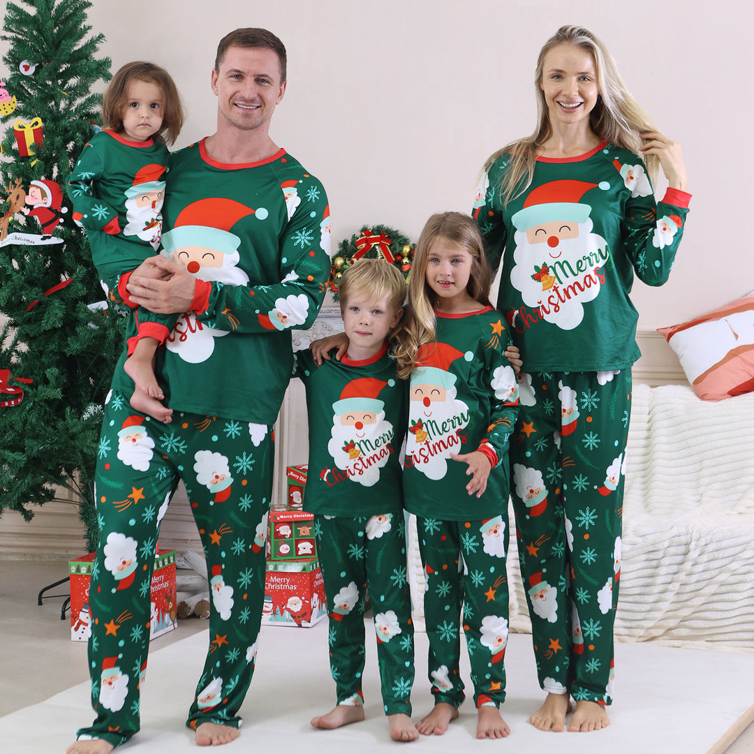Family Matching Christmas PJs in green