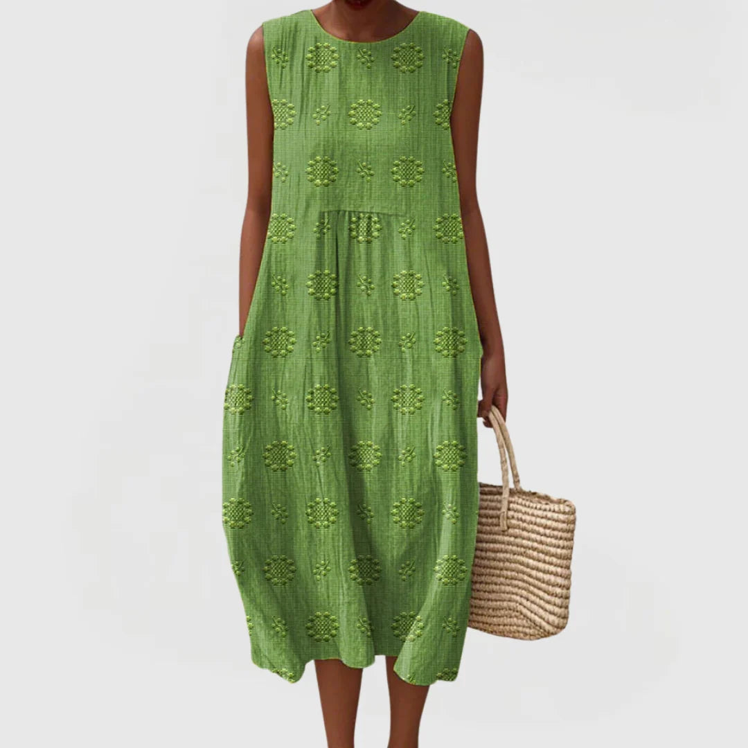 Women's A Line Midi Dress in green