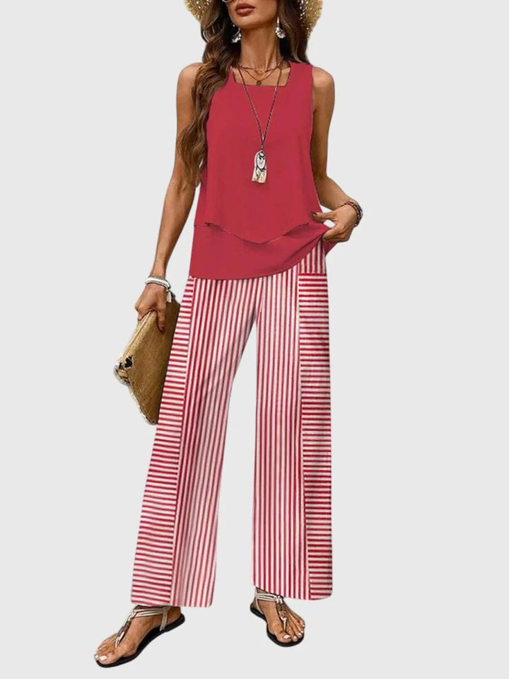 Women's Matching Set in red striped