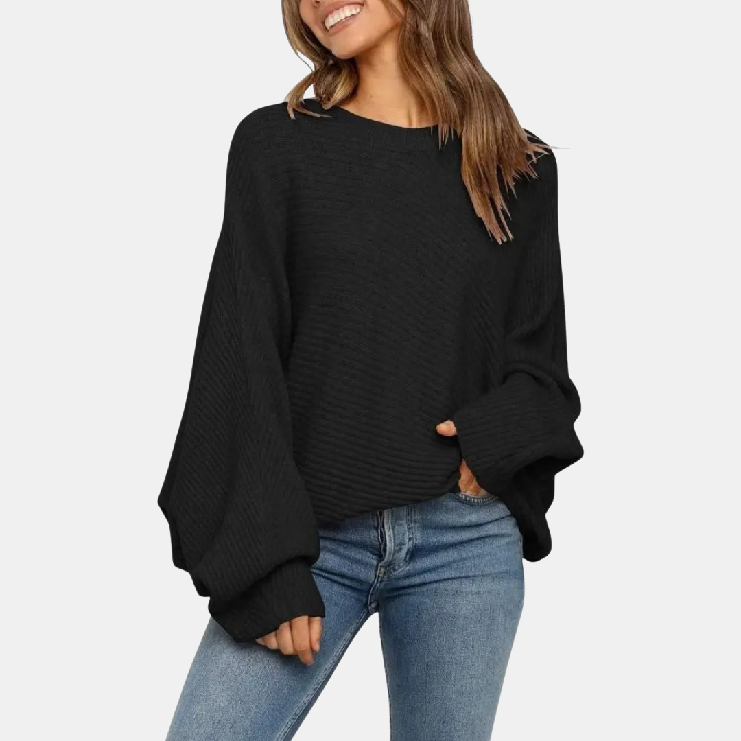 Women's Batwing Long Sleeve Oversized Crewneck Knit Sweater
