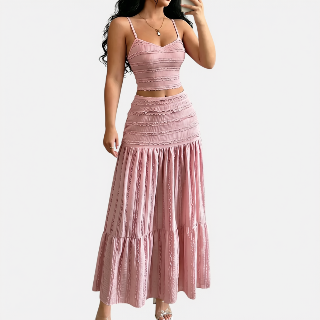 Women's Sleeveless Crop Top and Mini Skirt Two Piece Set