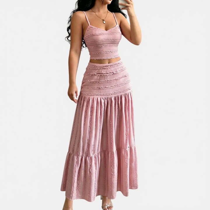 Women's Sleeveless Crop Top and Mini Skirt Two Piece Set
