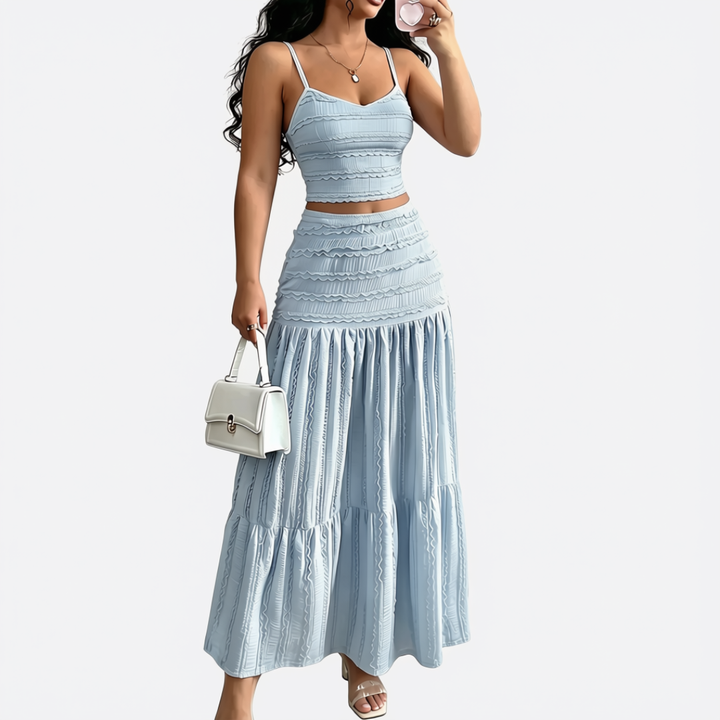 Women's Sleeveless Crop Top and Mini Skirt Two Piece Set