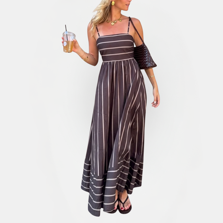 Women's Square Neck Thin Strap Tiered Casual Vacation Maxi Dress