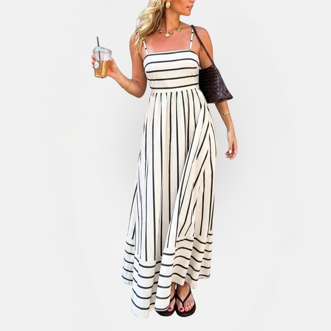 Women's Square Neck Thin Strap Tiered Casual Vacation Maxi Dress