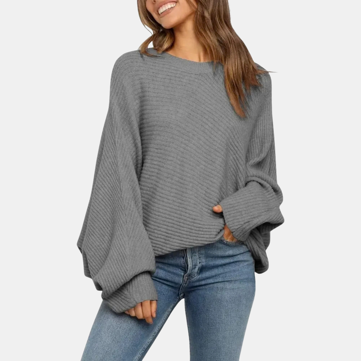 Women's Batwing Long Sleeve Oversized Crewneck Knit Sweater