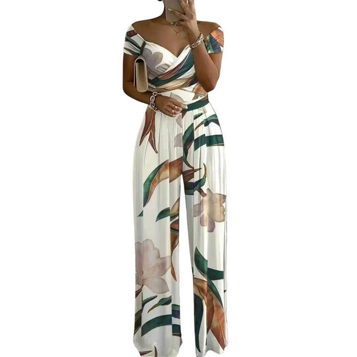 LOURDES™ – Floral One Shoulder Wrap Jumpsuit