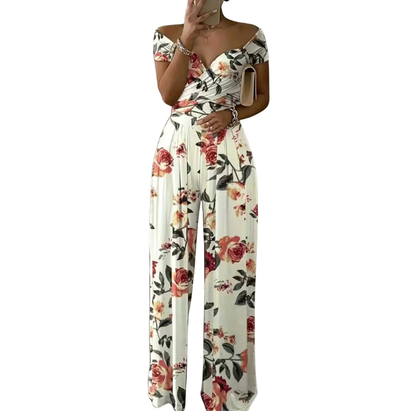 LOURDES™ – Floral One Shoulder Wrap Jumpsuit