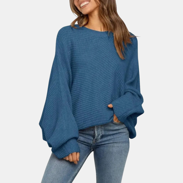 Women's Batwing Long Sleeve Oversized Crewneck Knit Sweater