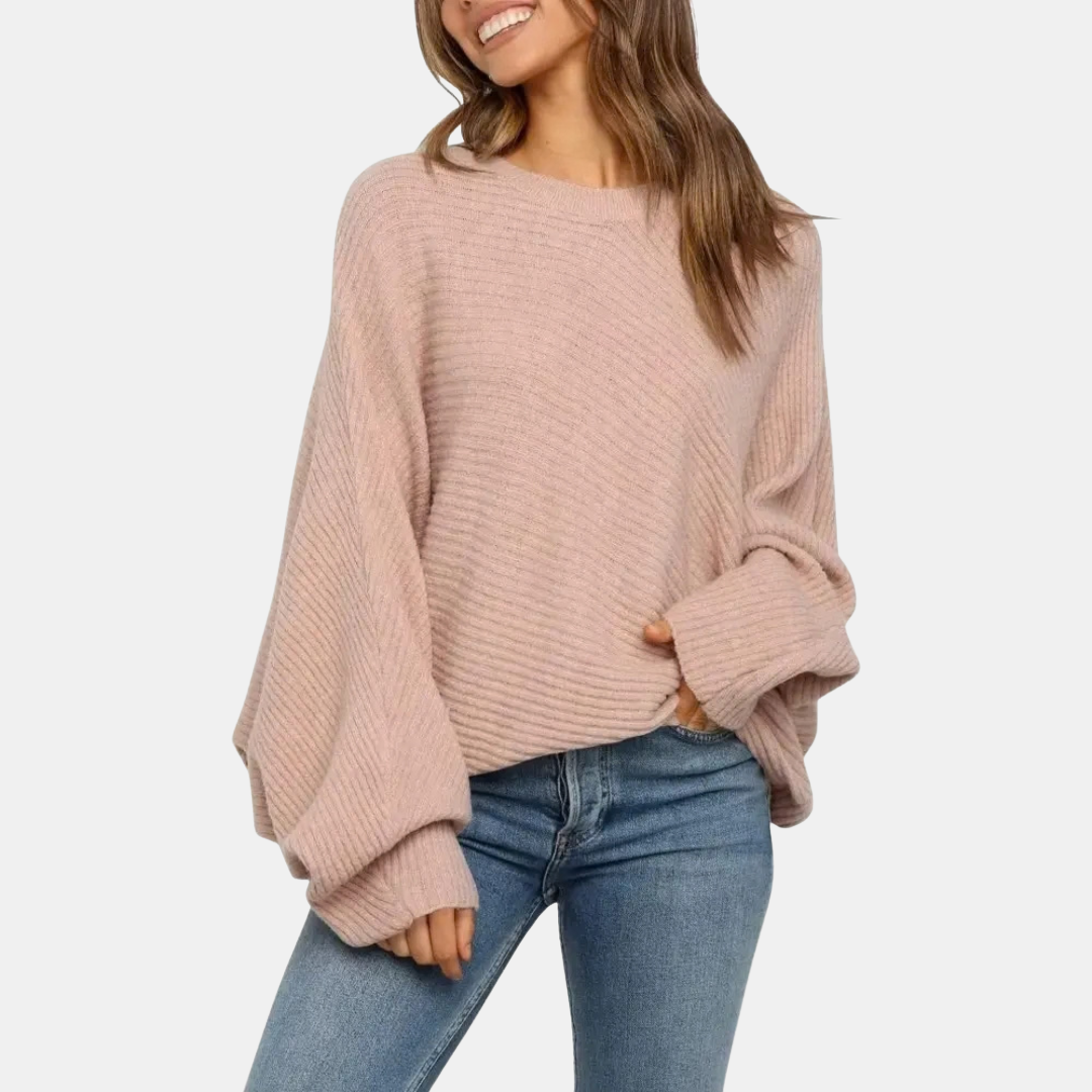 Women's Batwing Long Sleeve Oversized Crewneck Knit Sweater