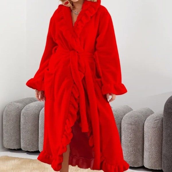 SASUKE™ - Classy Ruffle Hem Long Sleeve Robe