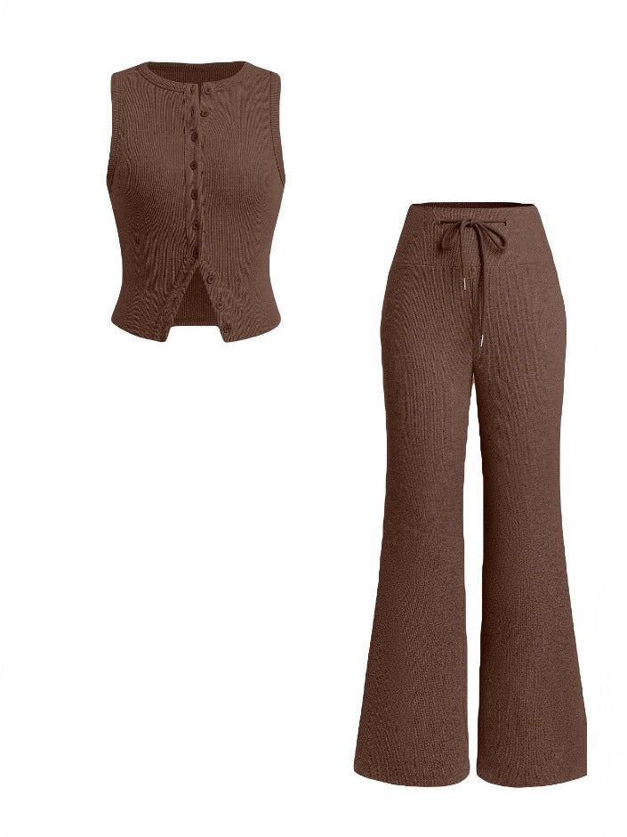 HILDA™ - Women’s Sleeveless Vest & Wide Leg Pants