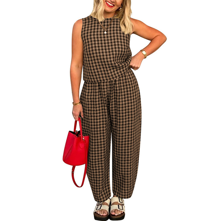 TRISH™ - Casual Cotton Plaid Two-Piece Set