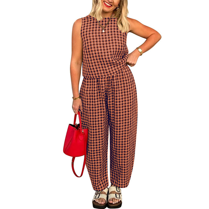 TRISH™ - Casual Cotton Plaid Two-Piece Set